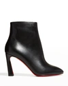 Christian Louboutin So Eleonor Leather Red Sole Booties In Black