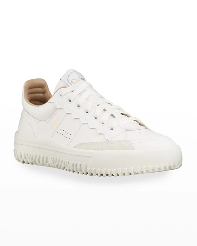 Chloé Franckie Bicolor Low-top Sneakers In White