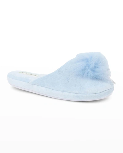 Patricia Green Daisy Pouf Slippers In Light Blue