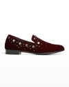 GIUSEPPE ZANOTTI MEN'S JEWEL STUDDED VELVET SMOKING SLIPPERS,PROD241660079