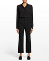 Saint Laurent Cropped Wool-blend Straight-leg Pants In Nero
