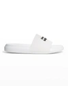 Alexander Mcqueen White Logo Pool Slides In Rubber In White Blac