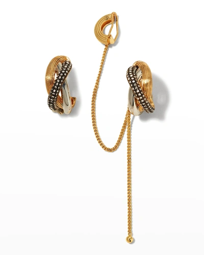 Demarson Greta Tri-tone Mismatch Earrings In Gold
