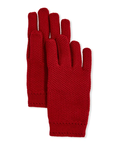 Loro Piana Cashmere Crochet Gloves In Birch