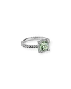 David Yurman 7mm Stone Chatelaine Pave Bezel Ring In Prasiolite