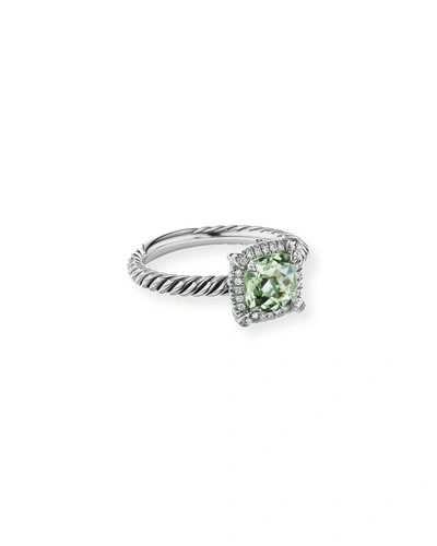 David Yurman 7mm Stone Chatelaine Pave Bezel Ring In Prasiolite