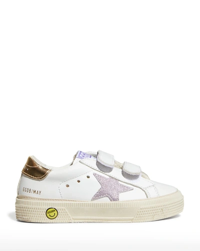 Golden Goose Kids' Girl's Checkered Glitter Low-top Sneakers, Baby/toddlers In Whitelight Pinkgo