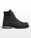 Moncler Vancouver Logo-stripe Lace-up Ankle Boots In Charcoal