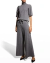 Jil Sander Drawstring Cashmere Wide-leg Trousers In Medium Grey