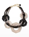 Giorgio Armani Mixed-media Braided Necklace In Solid Black