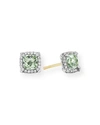 David Yurman 5mm Stone Chatelaine Pave Bezel Stud Earrings In Prasiolite