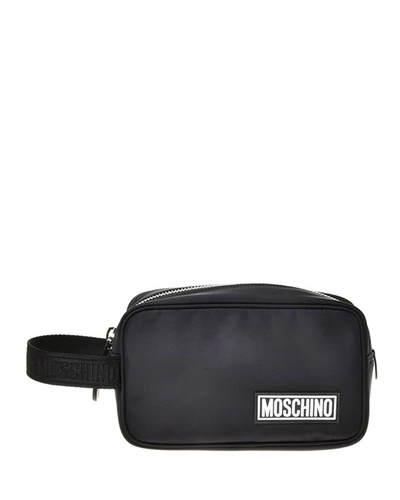 Moschino Men's Logo Washbag In Fantasy Print Black