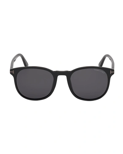 Tom Ford Ansel Round Gradient Plastic Sunglasses In 01c Black Smoke