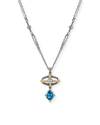 Konstantino Delos Two-tone White Sapphire And Swiss Blue Topaz Necklace In Silver