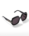 Dior Signature S1u 55mm Oversized Square Acetate Sunglasses In 01a Shiny Black