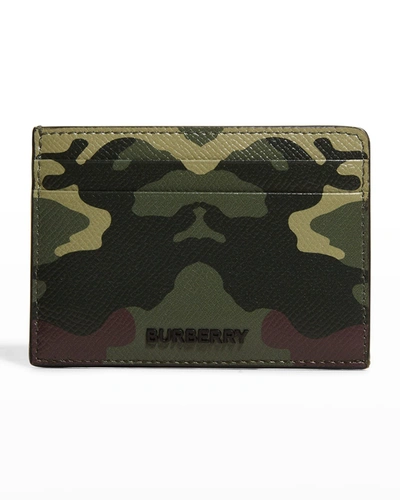 Burberry Men's Kier Camo Printed Leather Card Case In Mangrove Green