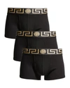 Versace Greca Jacquard Boxer Shorts In Black Gold Greek