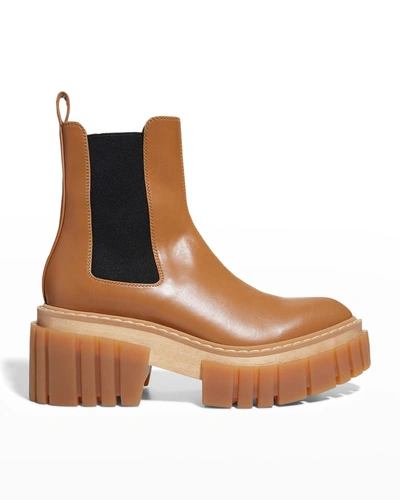 Stella Mccartney Emilie Vegetarian Leather Platform Chelsea Boots In Brown
