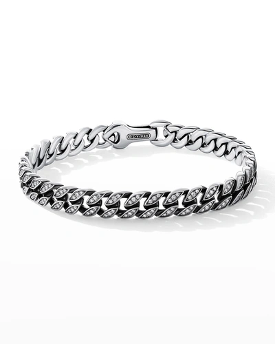David Yurman Men's 8mm Curb Chain Bracelet With Diamonds And Silver