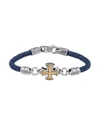 Konstantino Men's Perseus Leather Bracelet With Silver/bronze Cross In Indigo