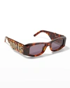 Palm Angels Men's Peri001 Rectangle Logo Sunglasses In Brown