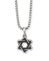 David Yurman Sterling Silver Deco Star Of David Pendant With Pavé Black Diamonds In Silver