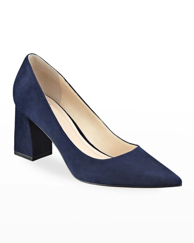 Marc Fisher Ltd Zala Point-toe Pumps In Dark Blue Suede