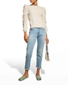 Frame Cashmere-wool Shirred Sleeve Sweater In Vanilla