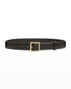 The Row Square Buckle Belt In Black Pld