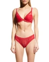 Natori Feathers Contour Plunge Lace-trim Bra 730023 In Chili