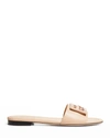 Fendi Ff Tube Medallion Flat Sandals In Poudre