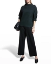 Eileen Fisher Funnel-neck Boiled Wool Box Top In Ivy