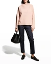 Eileen Fisher Funnel-neck Boiled Wool Box Top In Dark Powder