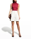 Majestic Soft Touch Viscose Sleeveless Turtleneck Top In Grenat