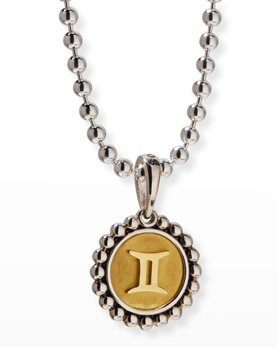 Lagos Signature Caviar Zodiac Two-tone Circle Pendant In Gemini