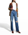 Re/done Blue 90s High-rise Loose Jeans In Destroyed Broken