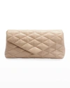 Saint Laurent Sade Puffy Leather Envelope Clutch Bag In Dark Beige
