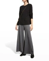 Eileen Fisher Crewneck Long-sleeve Fine Jersey Top In Black
