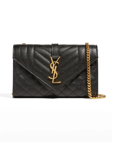 Saint Laurent Small Ysl Monogram Leather Satchel Bag In Black