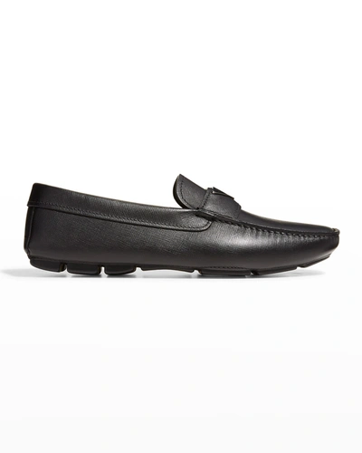 Prada Leather Slip-on Loafers In Black