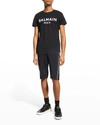 Balmain Black Crewneck T-shirt With Logo Lettering On The Front In Cotton Man In Black/white
