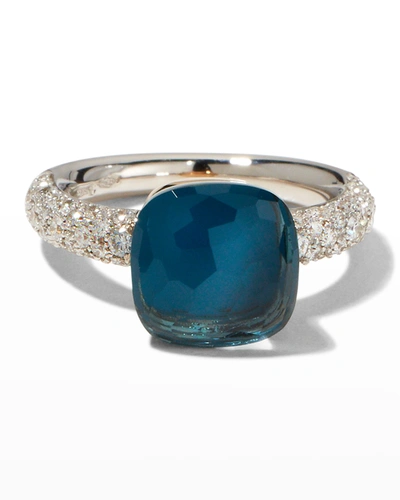Pomellato Nudo 18kt Gold Ring With London Blue Topaz And Diamonds In 0