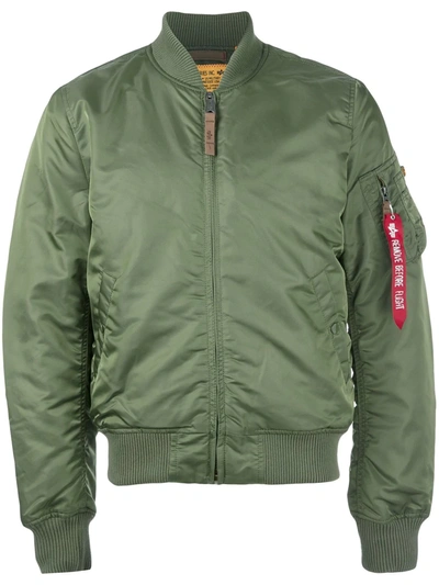 Alpha Industries Ma-1 Vf 59 Long Bomber Jacket Dark Green Nylon Bomber Jacket In Sage Green