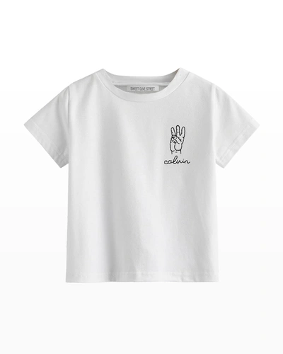 Sweet Olive Street Kid's This Many Birthday 3 Hand Personalized T-shirt, Sizes 18m-6 In White