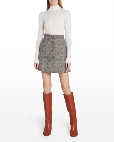 Jupe Droite En Tweed Marron Longueur Genou Taille S - Style A-Line Neuve Sans étiquette