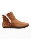 Sorel Nakisa Suede Faux Fur Cozy Booties In Camel Brown