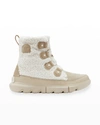 Sorel Explorer Ii Joan Cozy Faux Shearling And Suede Ankle Boots In Ancient Fossil Se