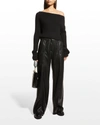 ALICE AND OLIVIA JONAH OFF-SHOULDER RIBBED CROPPED SWEATER,PROD245260479