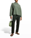 Eileen Fisher Funnel-neck Boiled Wool Box Top In Cypress