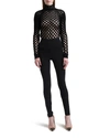 Valentino Cutout Net Mock Neck Top In Black